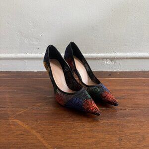 ZARA Embroidered Sunburst Fantasy Pumps